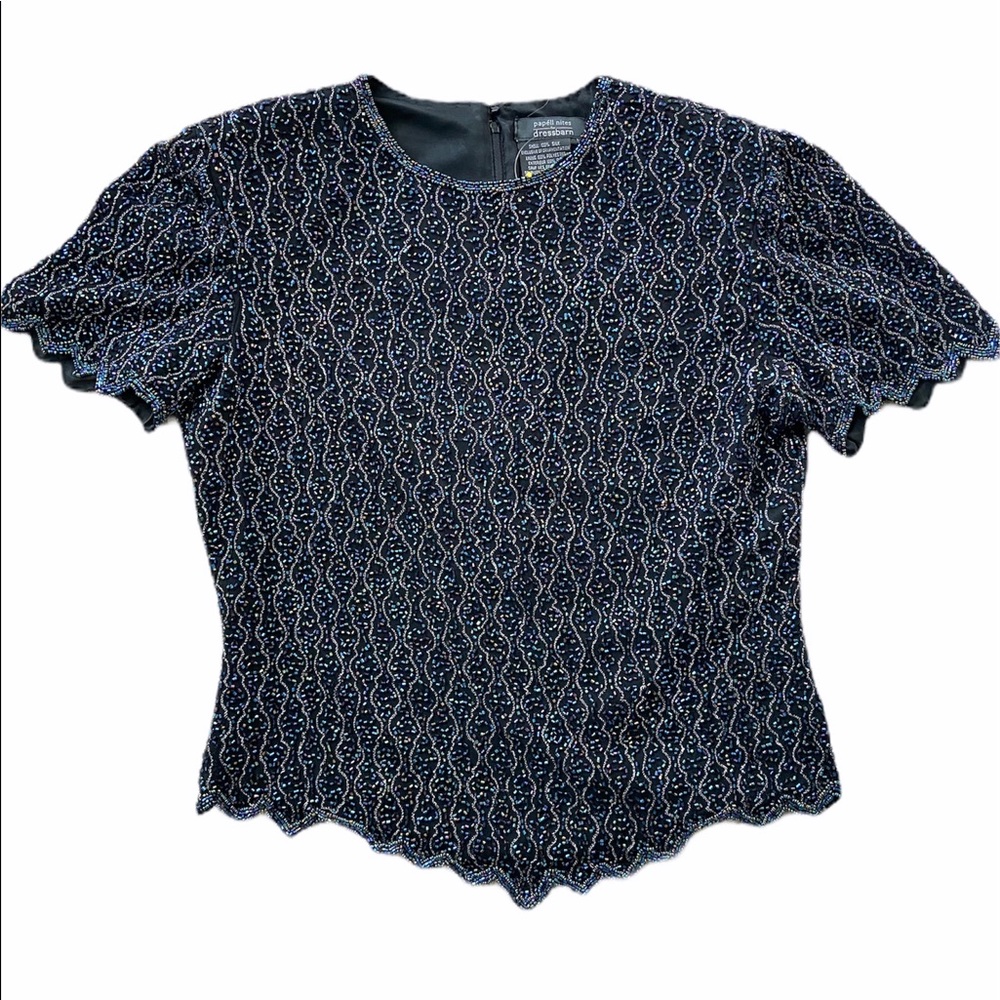 Vintage 80s Beaded Silk Blouse